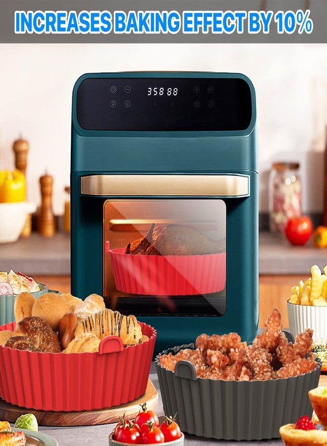 Trifecta Silicone Air Fryer Liner 2 Pcs Round 9 inch Baking Parchment Air Fryer Silicone Pot Bowl Baskets Replacement for Parchment Liner Paper 3 to 6 QT for Air Fryer Oven Accessories (Red & Black) - Image 3